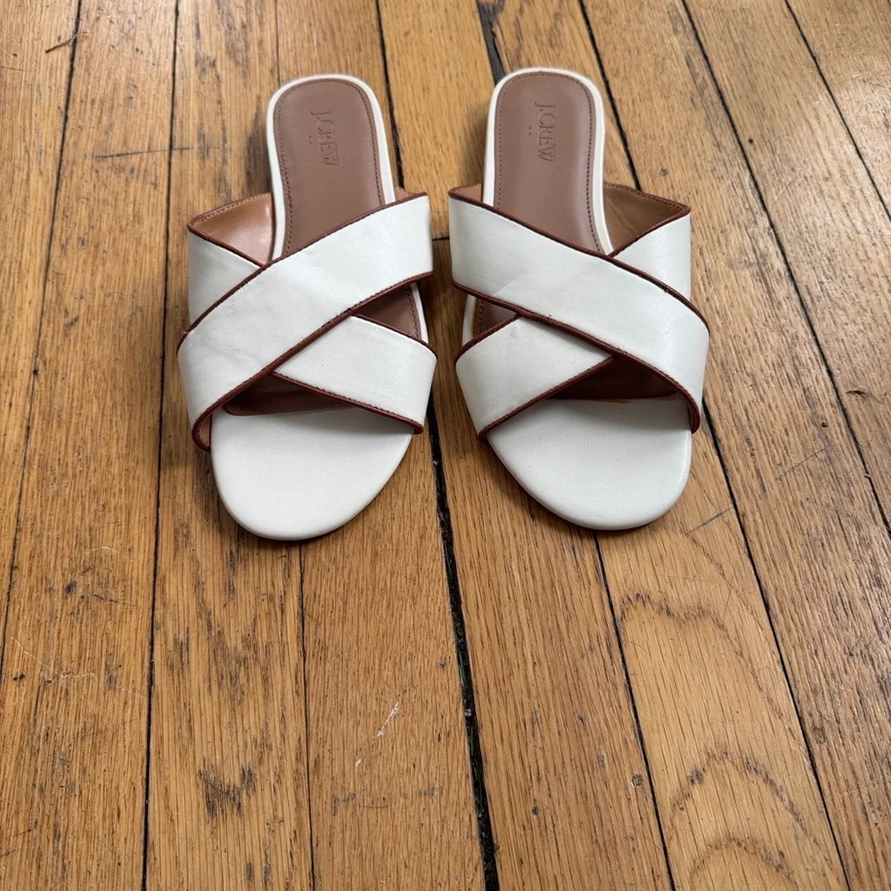 Women's J. Crew Sandals Ivory Tan Size 7.5 EUC